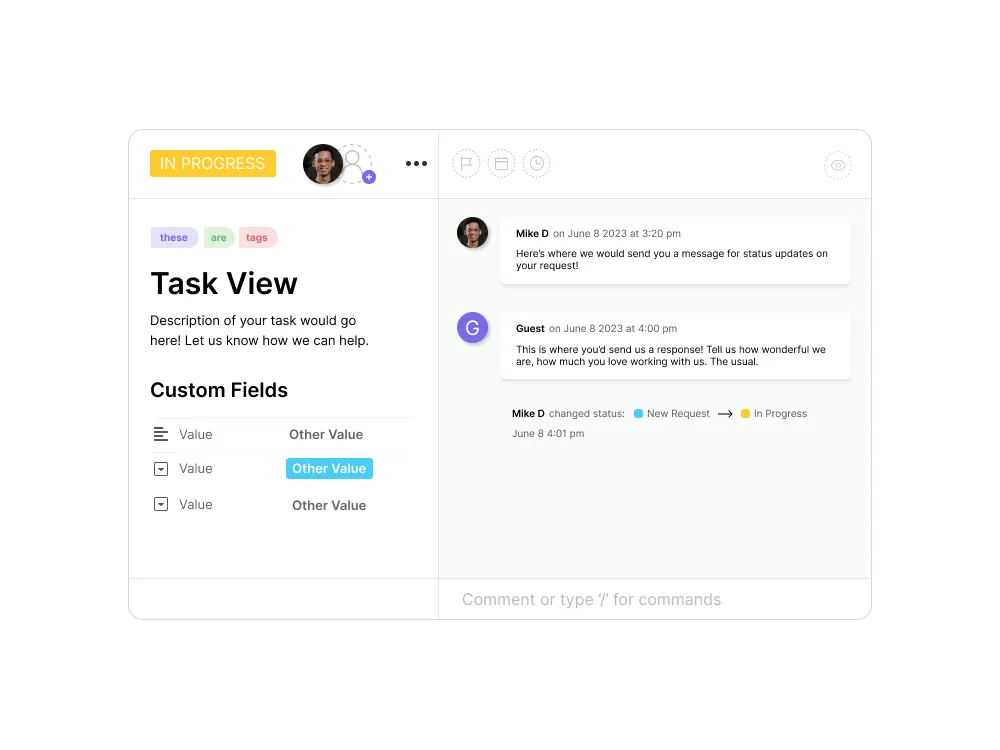 The ClickUp dashboard view of your Ecropolis client portal