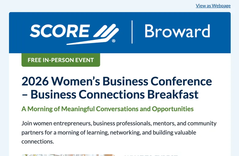 SCORE chapter email — Conference announcement