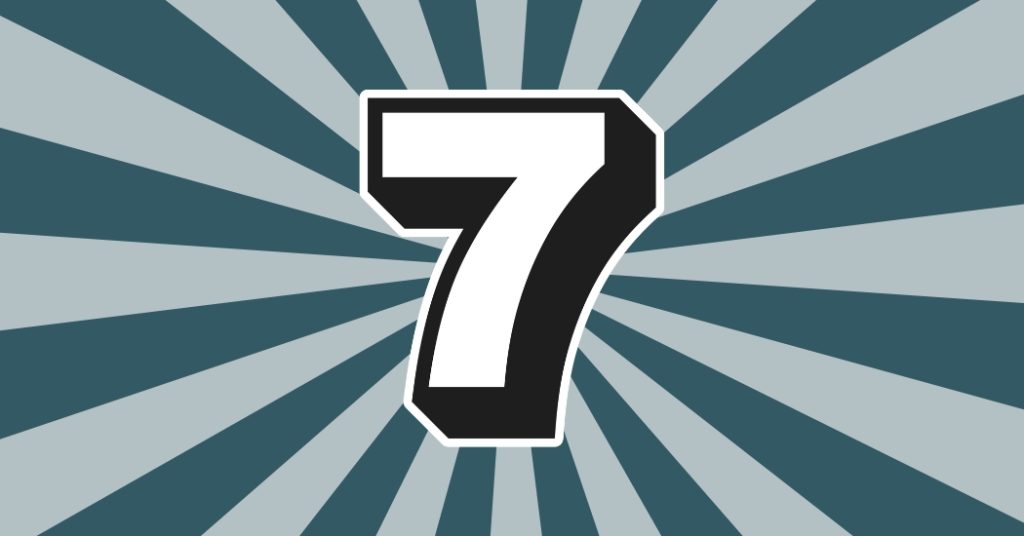Large number seven on a spiral background