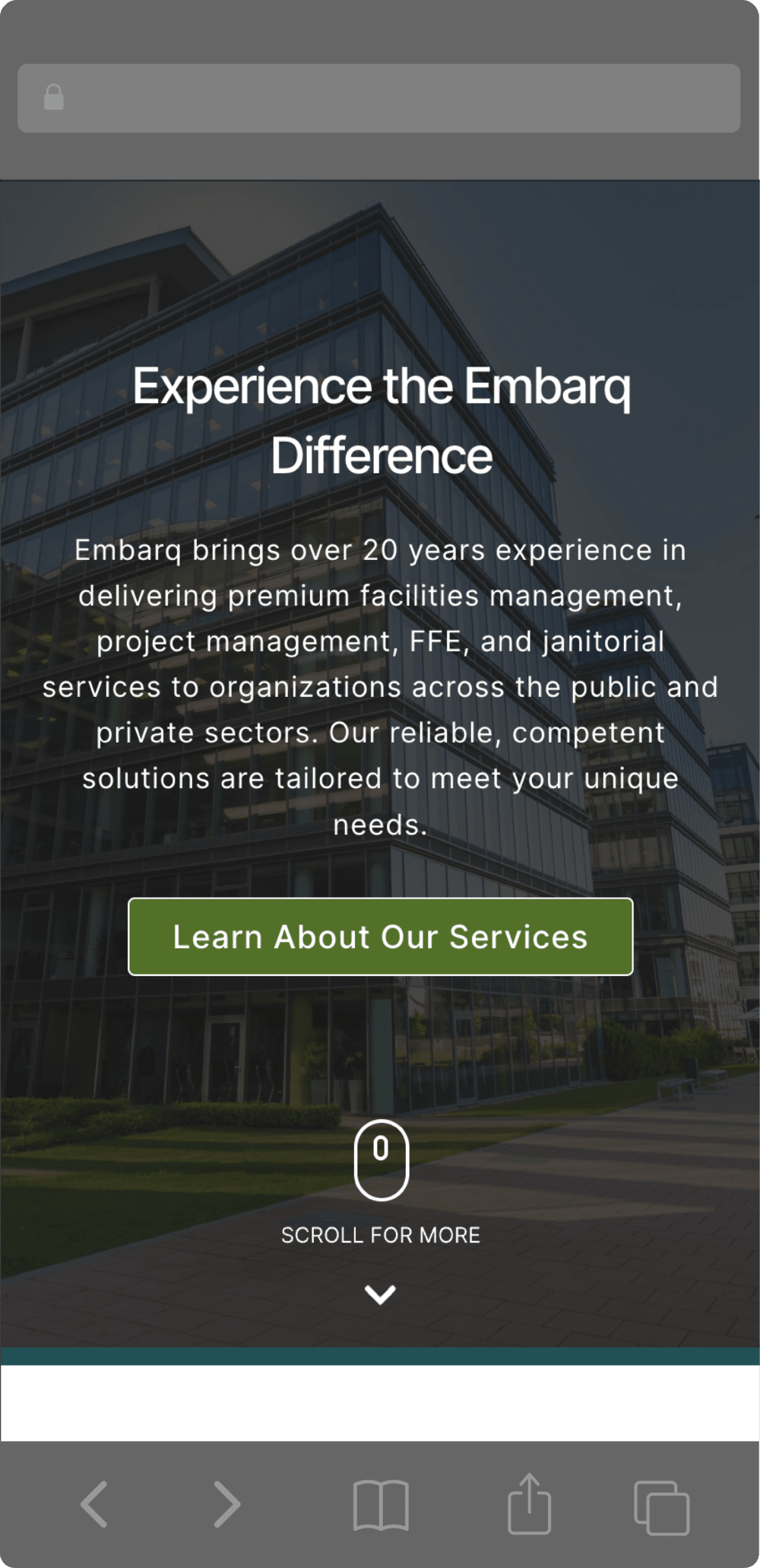 Embarq Solutions mobile view of home page