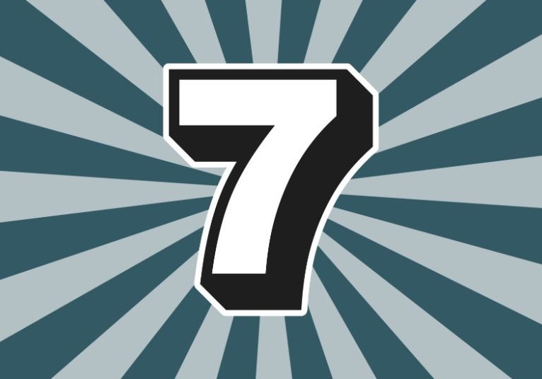 Large number seven on a spiral background