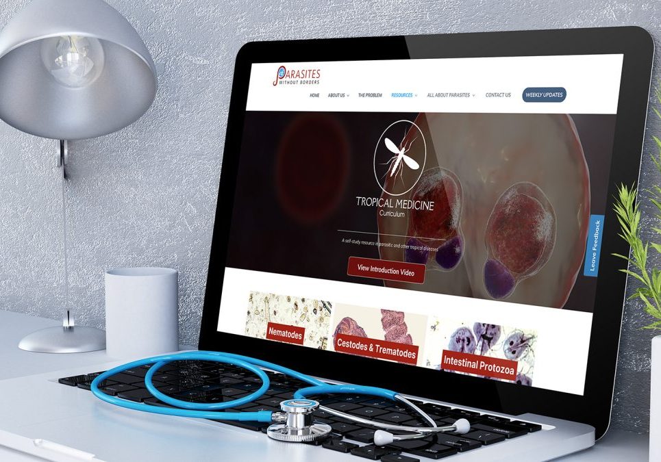 Learning Platform A mock image of a laptop with Parasites Without Borders learning platform