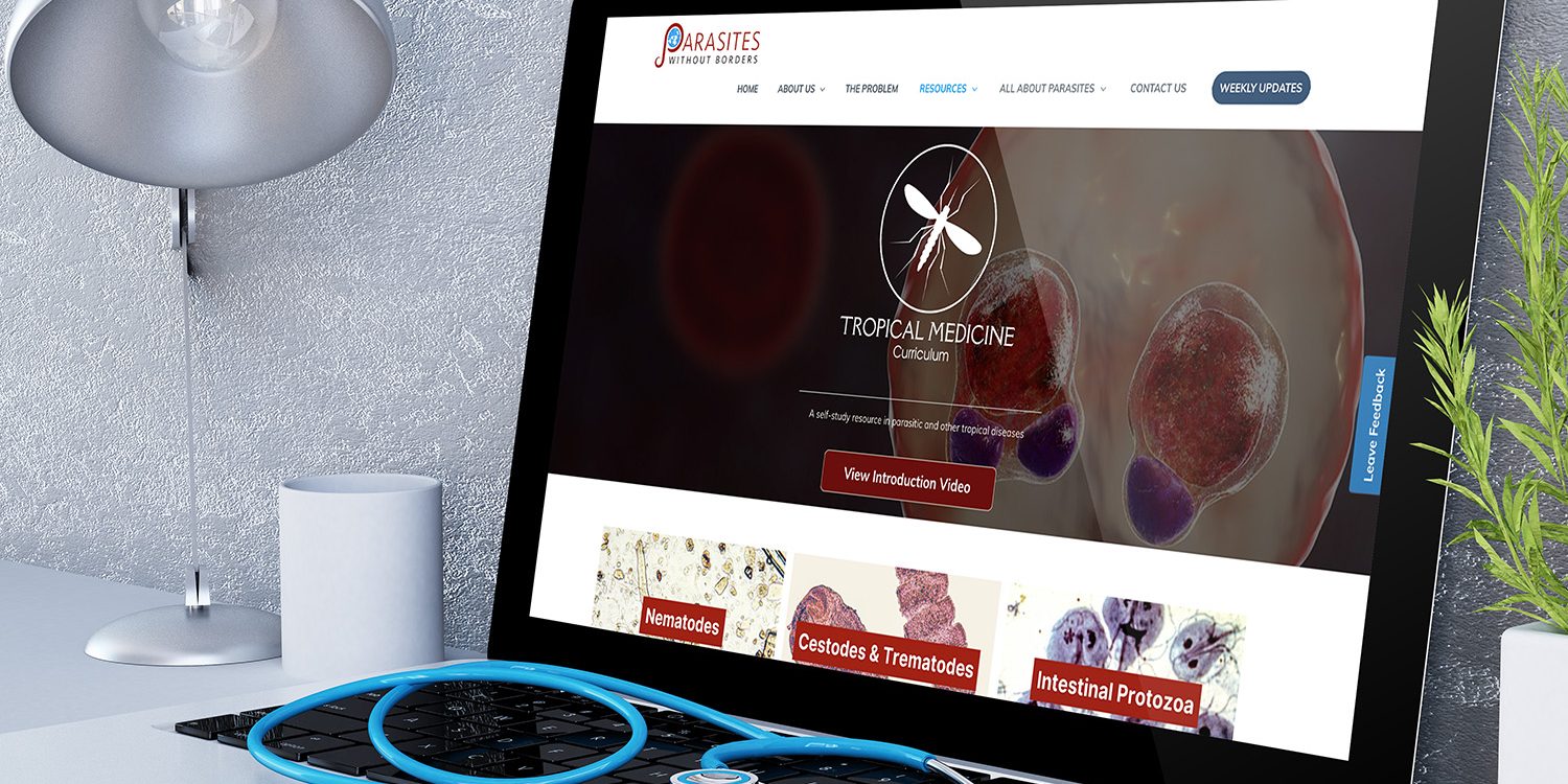 A mock image of a laptop with Parasites Without Borders learning platform